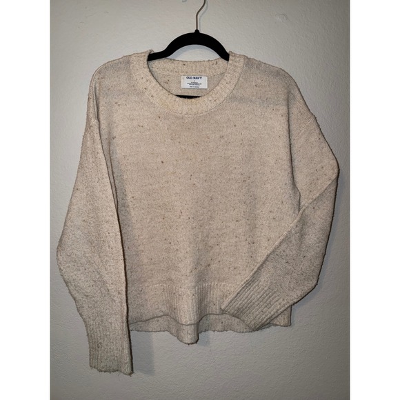 Old Navy Sweaters - Old Navy Go-Recycled Cream Oatmeal Speckled Knit Crewneck Sweater Small